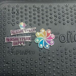 Set of 3 Hershey Park pins. Hershey Park logo, Hersheypark Happy